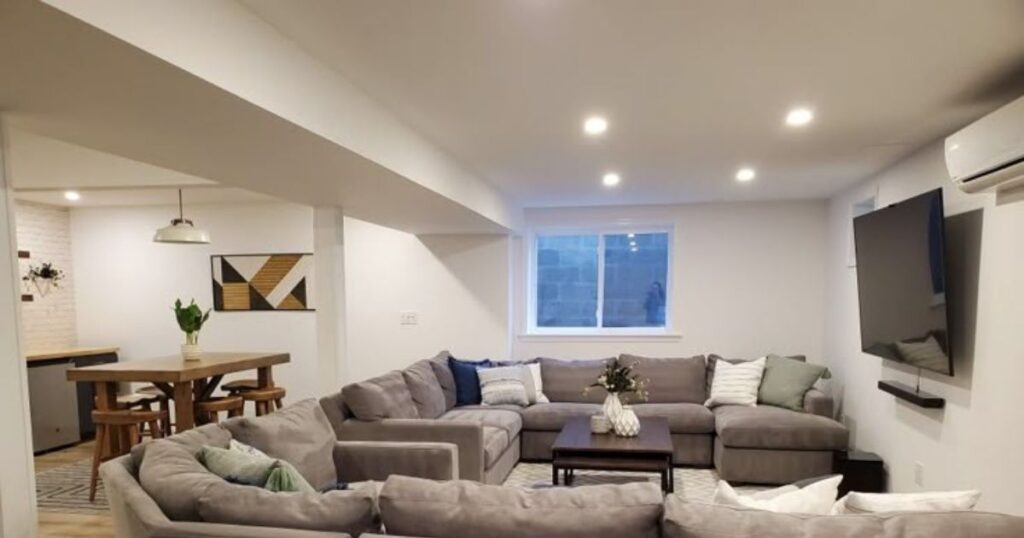 Basement Finishing Alpharetta modern finished basement living room